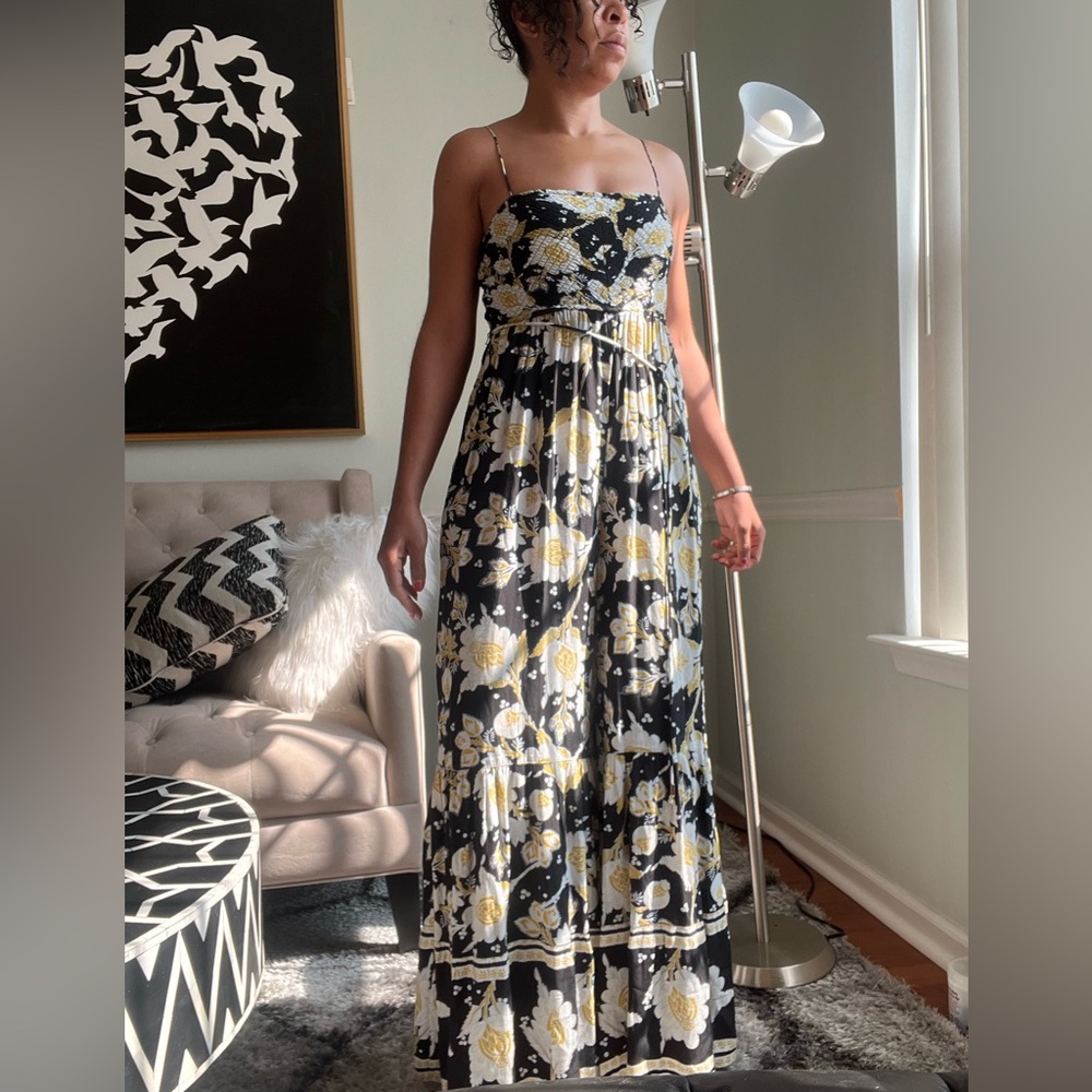 Little of Your Love Wideleg Flowy Jumpsuit in Moonless Combo Free People - Picture 3 of 14
